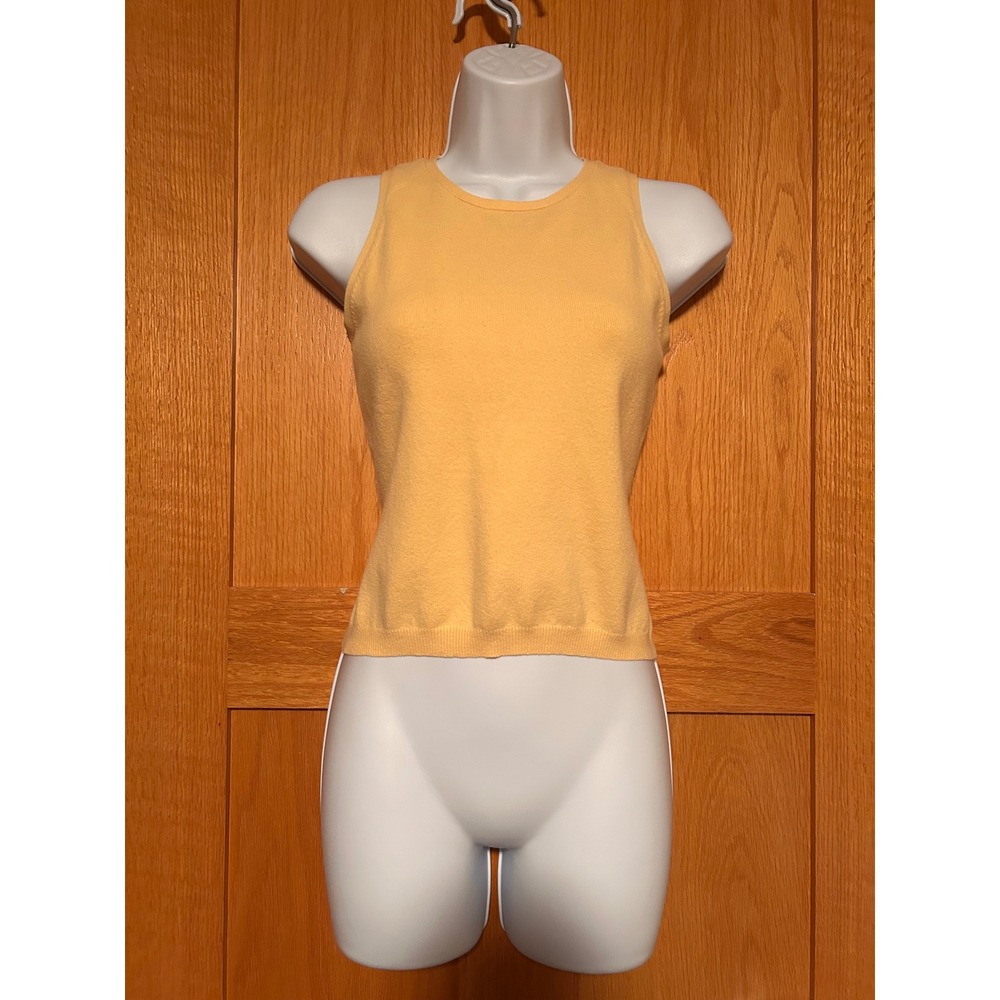 Vintage Y2K Gap Stretch Sleeveless Knit Sweater Top Pastel Yellow Academia Small